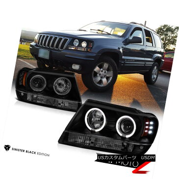 ヘッドライト 1999-2003 Jeep Grand Cherokee 2x Angel Eye Headlights LED Tail Brake Lights Fog 1999-2003ジープグランドチェロキー2xエンジェルアイヘッドライトLEDテールブレーキライトフォグ