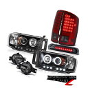 ヘッドライト Dodge Ram Quad Cab DRL Halo Headlamp+LED Tail+Fog+Third Brake Cargo Light...