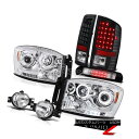 ヘッドライト 2006 Dodge Ram 2500 Chrome Halo LED Headlights Bright Tail Lights Fog 3rd...