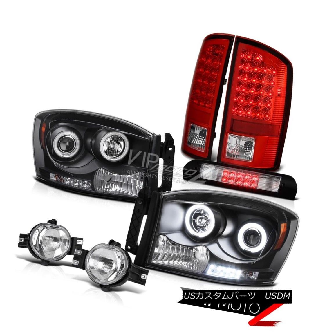 ヘッドライト 2006 Dodge Ram ST DRL CCFL Ring Headlamps Rosso Red LED Taillights Euro Fog Roof 2006ダッジラムST DRL CCFLリングヘッドランプロッソレッドLEDティルライトユーロフォグルーフ