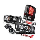 ヘッドライト 2002-2005 Ram V8 Headlights Brake LED Tail Light Halo Projector Fog Third...