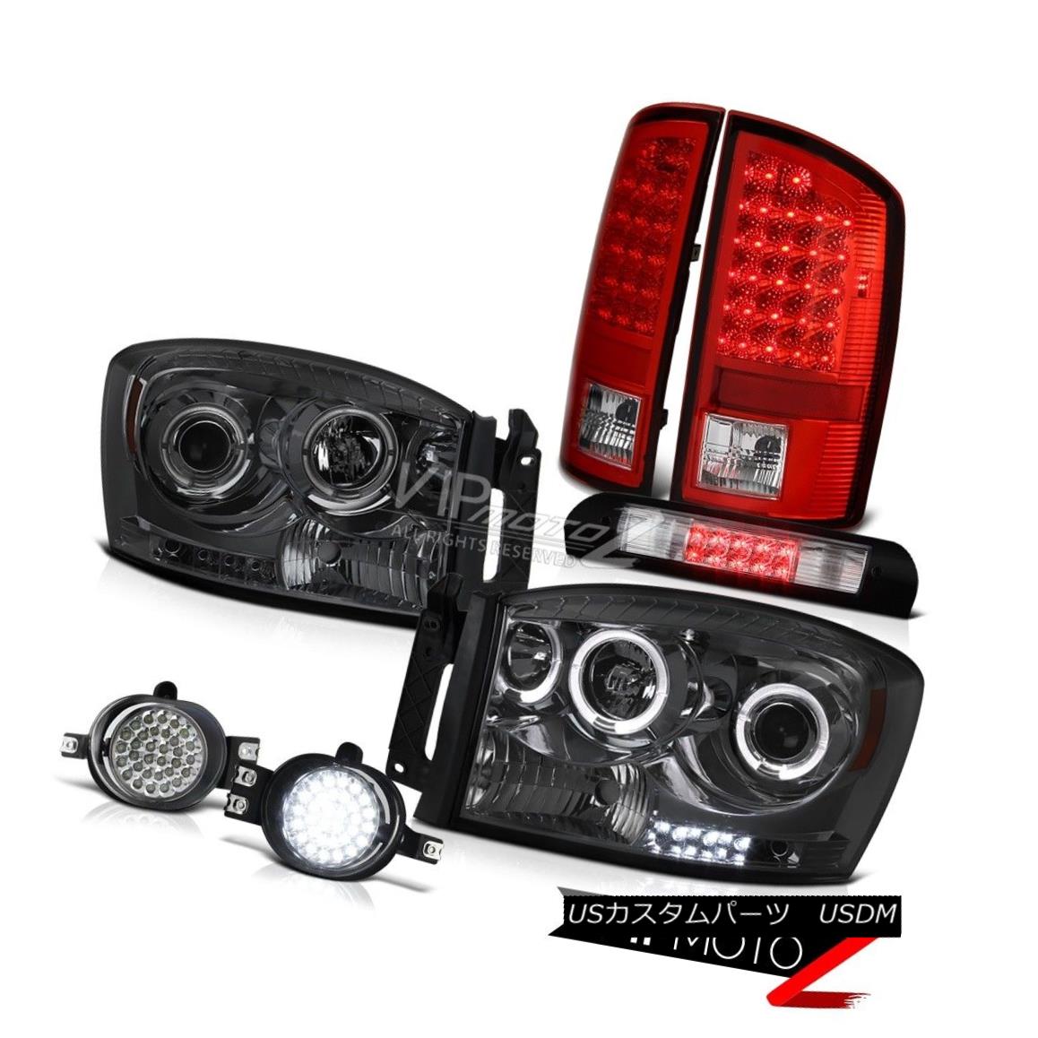 ヘッドライト 07 08 Dodge Ram 2x Halo LED Headlamps LH+RH Brake Lights Driving Fog Roof Stop 07 08 Dodge Ram 2x Halo LEDヘッドランプLH + RHブレーキライト駆動フォグ屋根停止