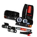 ヘッドライト 99-02 Sierra CCFL Smoke Black Angel Eye Headlamps Tail Lights Projector Foglamps 99-02シエラCCFLスモークブラックエンジェルアイヘッドランプテールライトプロジェクターフォグランプ(2)