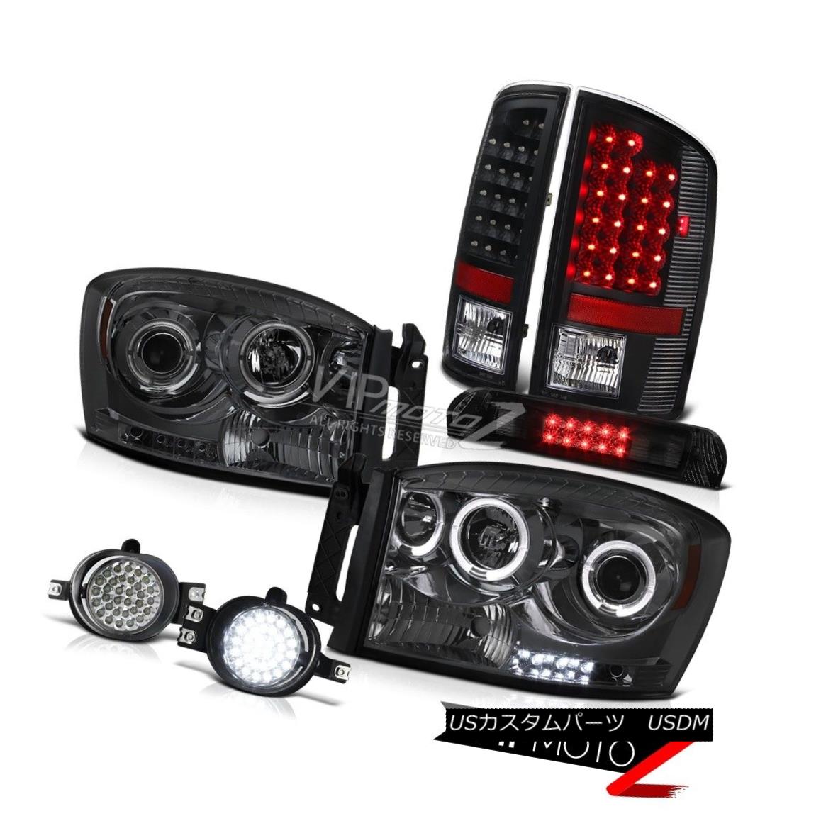 ヘッドライト Tinted Headlight Black LED Tail Lights Fog High Brake Cargo 07 08 Dodge Ram 2500 着色ヘッドライトブラックLEDテールライトフォグハイブレーキ貨物07 08ダッジラム2500