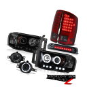 ヘッドライト 2002-2005 Ram Quad Cab ST C.C.F.L Smoke Halo Headlight Smokey Red Tail Li...
