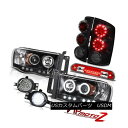 ヘッドライト 2002-2005 Ram Halo Headlights Sinister Black LED Brake Lamp Foglight 3rd ...
