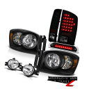ヘッドライト 2007 2008 Ram Black Headlamps Tail Lights LED Sterling Chrome Fog Third C...