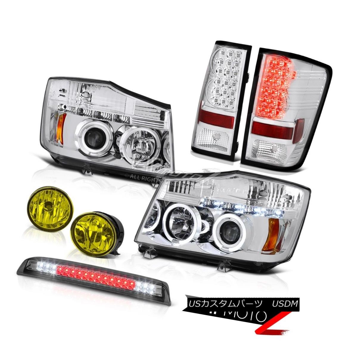 ヘッドライト For 04-15 Titan S 2x Halo Projector Headlights Tail Lights Yellow Fog Roof Stop 04-15タイタンS 2xハロープロジェクターヘッドライトテールライト黄色の霧屋根の停止