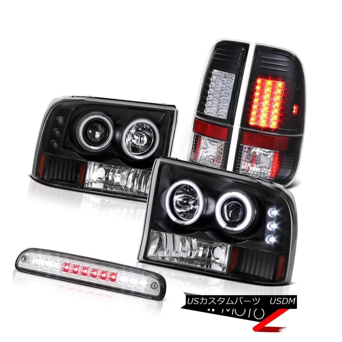 ヘッドライト Black CCFL Rim Headlights LED Clear Bulbs Tail Light 99-04 F250 Harley Davidson ブラックCCFLリムヘッドライトLEDクリアバルブテールライト99-04 F250ハーレーダビッドソン