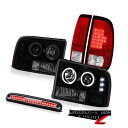 ヘッドライト 99-04 Ford F250 SD Dual Halo Headlights Smoke LED Taillights Red High 3rd...