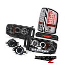 ヘッドライト 02-05 Ram 1500 Smoke Halo Headlights SMD Tail Lights Foglamps High 3rd Ca...