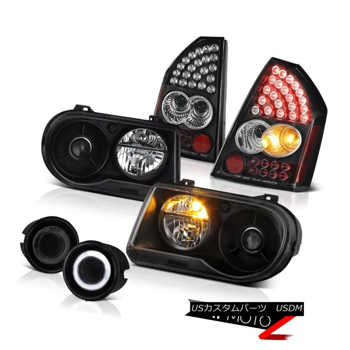 ヘッドライト 05-07 Chrysler 300C SRT8 Jet Black Headlights LED Taillamps Projector Foglamps 05-07クライスラー300C SRT8ジェットブラックヘッドライトLEDテールランププロジェクターフォグランプ