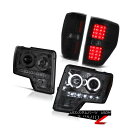 ヘッドライト 2009-2014 F150 4.6L SMOKED Angel Eye DRL SMD Headlight Smoke LED Brake Tail Lamp 2009-2014 F150 4.6L SMOKEDエンジェルアイDRL SMDヘッドライトスモークLEDブレーキテールランプ(2)