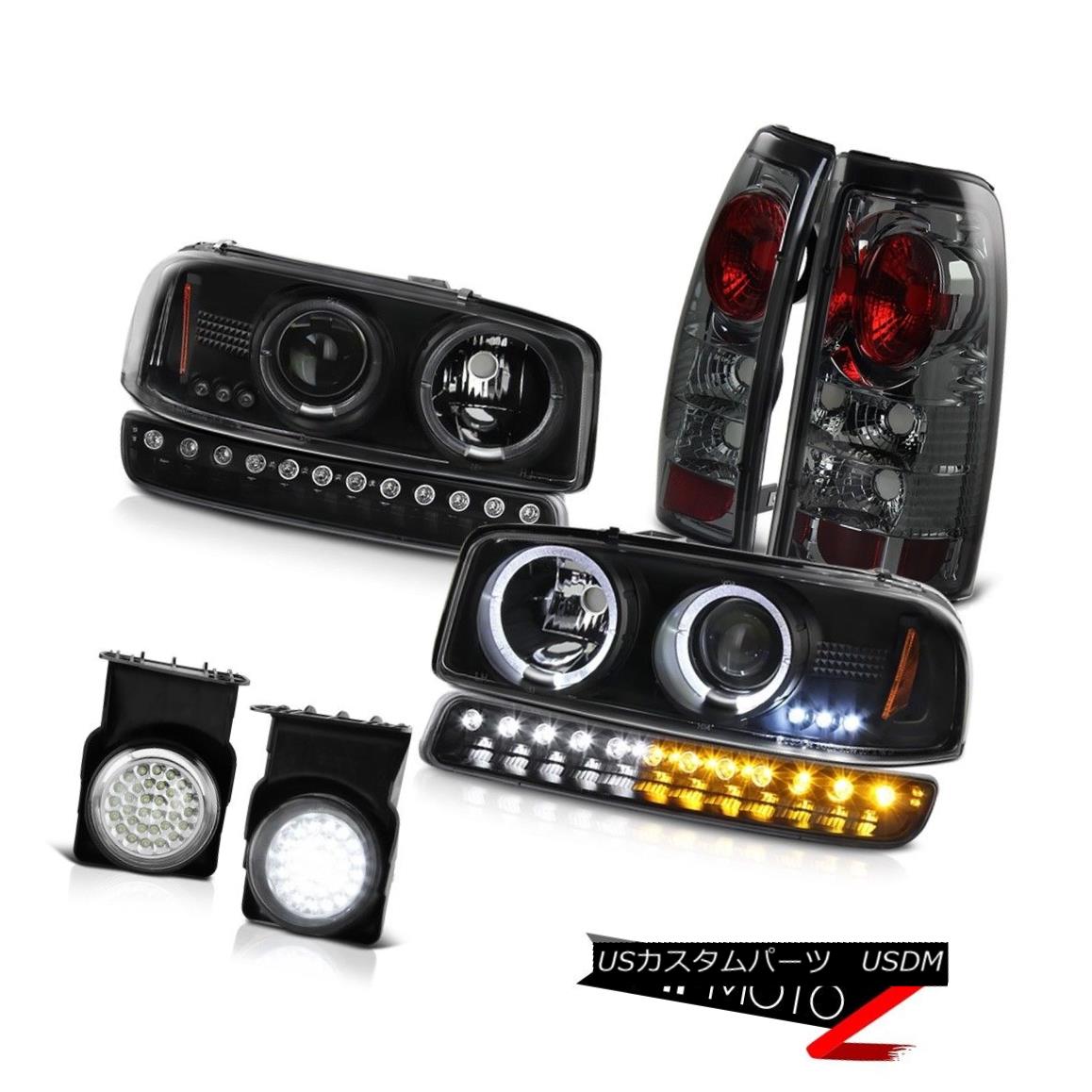 ヘッドライト 03-06 Sierra 2500 Fog lamps smokey taillamps matte black bumper light headlights 03-06 Sierra 2500フォグランプスモーキーテールランプマットブラックバンパーライトヘッドライト(2)