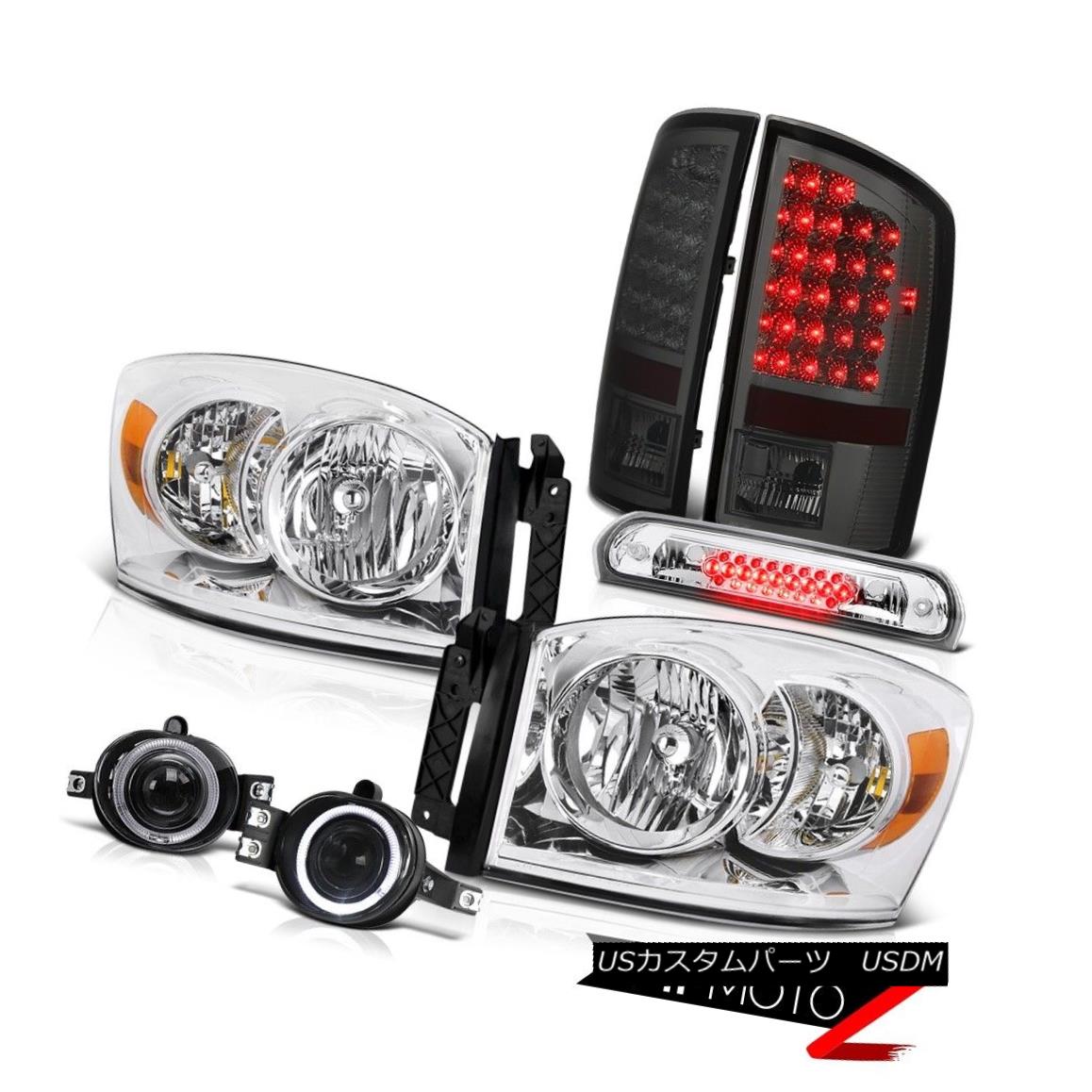 ヘッドライト 07 08 Dodge Ram Chrome Headlamps Tail Lights LED Tinted Projector Fog High Stop 07 08ダッジ・ラム・クローム・ヘッドランプテール・ライトLEDカラー・プロジェクター・フォグハイ・ストップ