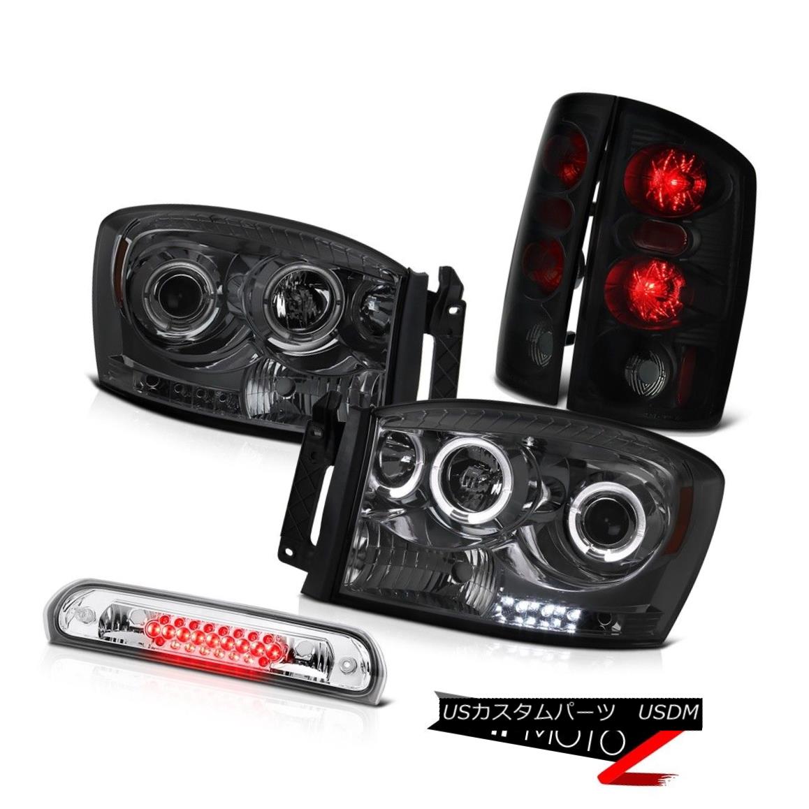 ヘッドライト 2006 Dodge Ram Smoke Halo Headlights Darkest Tail Lights Roof Stop LED 2006ダッジラムスモークヘイローヘッドライトダークテールライトルーフストップLED