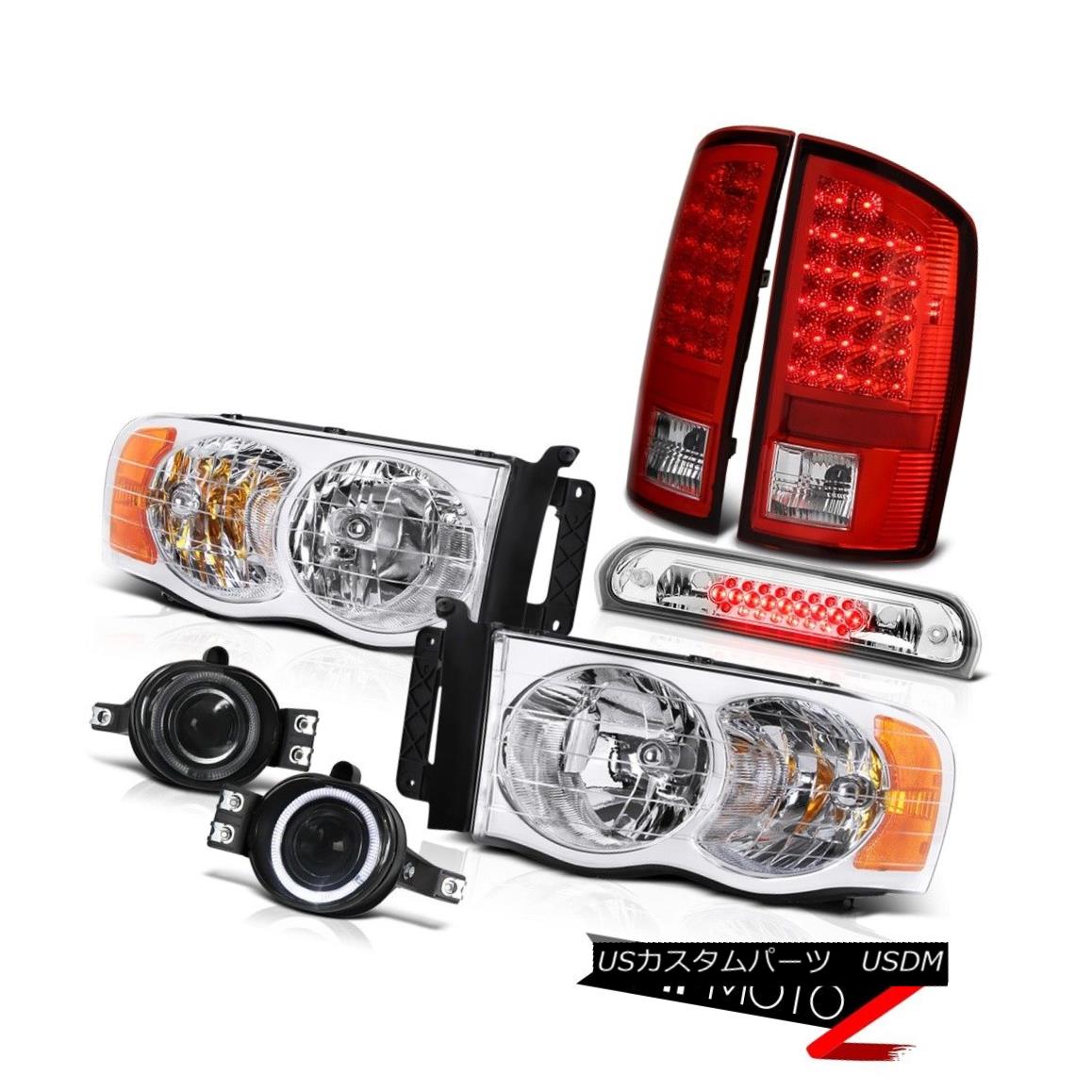 ヘッドライト 02-05 Dodge Ram Pair New Headlights Bright LED Taillamps Fog Euro 3rd Brake LED 02-05ダッジラムペア新しいヘッドライト明るいLEDタイルランプフォッグユーロ第3ブレーキLED