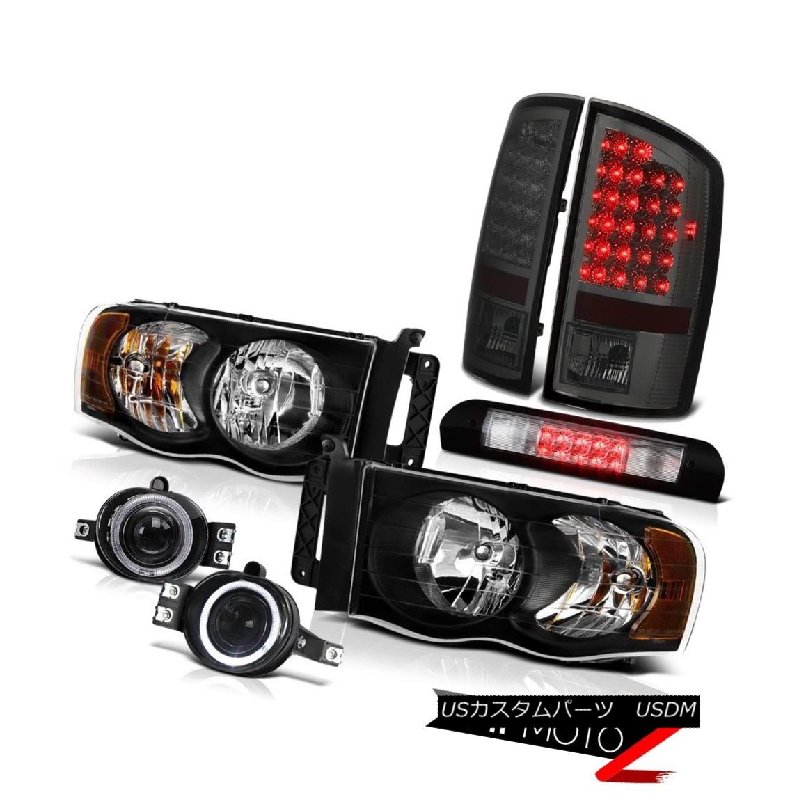 ヘッドライト Black Headlamps Smoked LED Tail Light Foglamp Roof Brake Cargo 2002-2005 Ram SLT ブラックヘッドランプスモークLEDテールライトフォグランプ屋根ブレーキカーゴ2002-2005 Ram SLT
