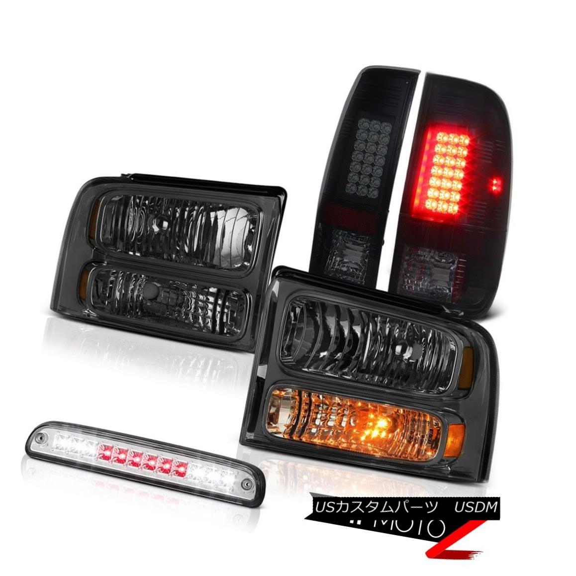 ヘッドライト 05 06 07 F350 6.0L Smoke Tinted Headlamps LED Tail Lights Chrome Third Brake 05 06 ..