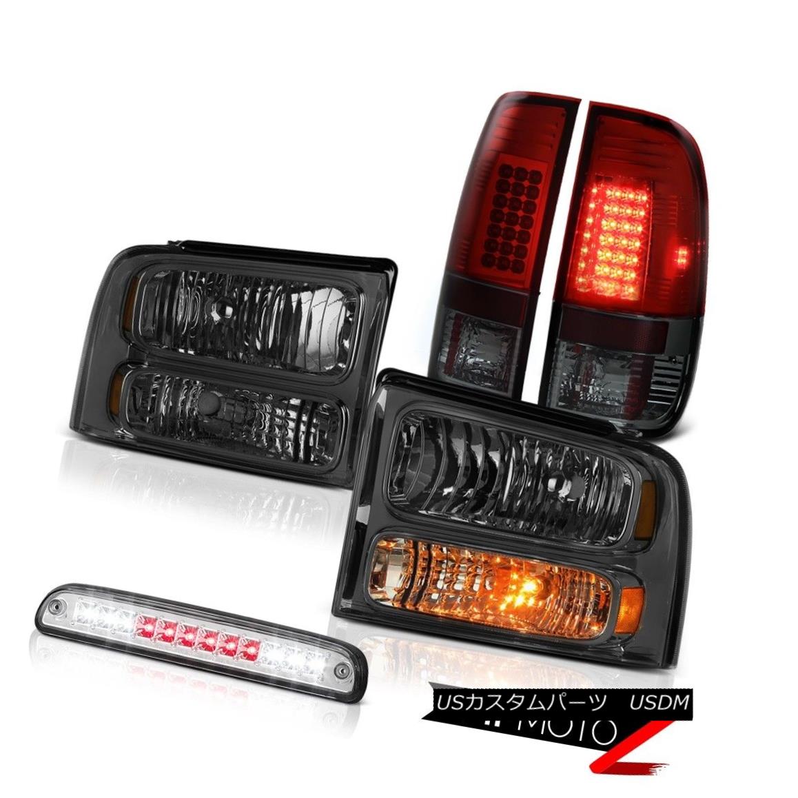 ヘッドライト 05 06 07 Ford F450 Dark Smoke Headlights SMD LED Brake Lamps High Stop Chrome 05 06 07フォードF450ダークスモークヘッドライトSMD LEDブレーキランプハイストップクローム