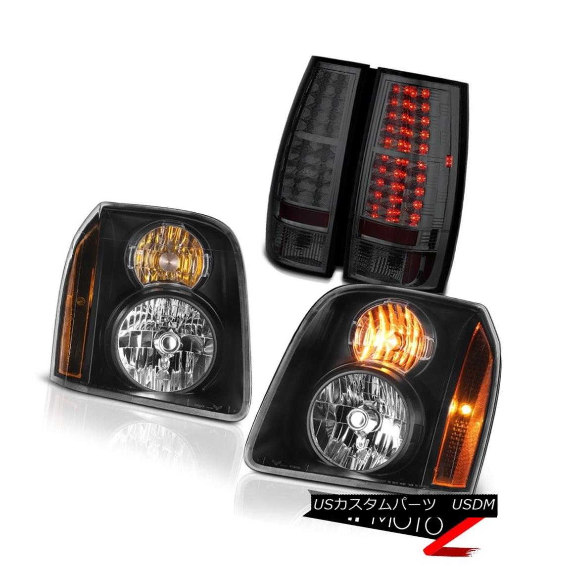 ヘッドライト 07-14 GMC Yukon SLT Smokey Taillights Infinity Black Headlamps 