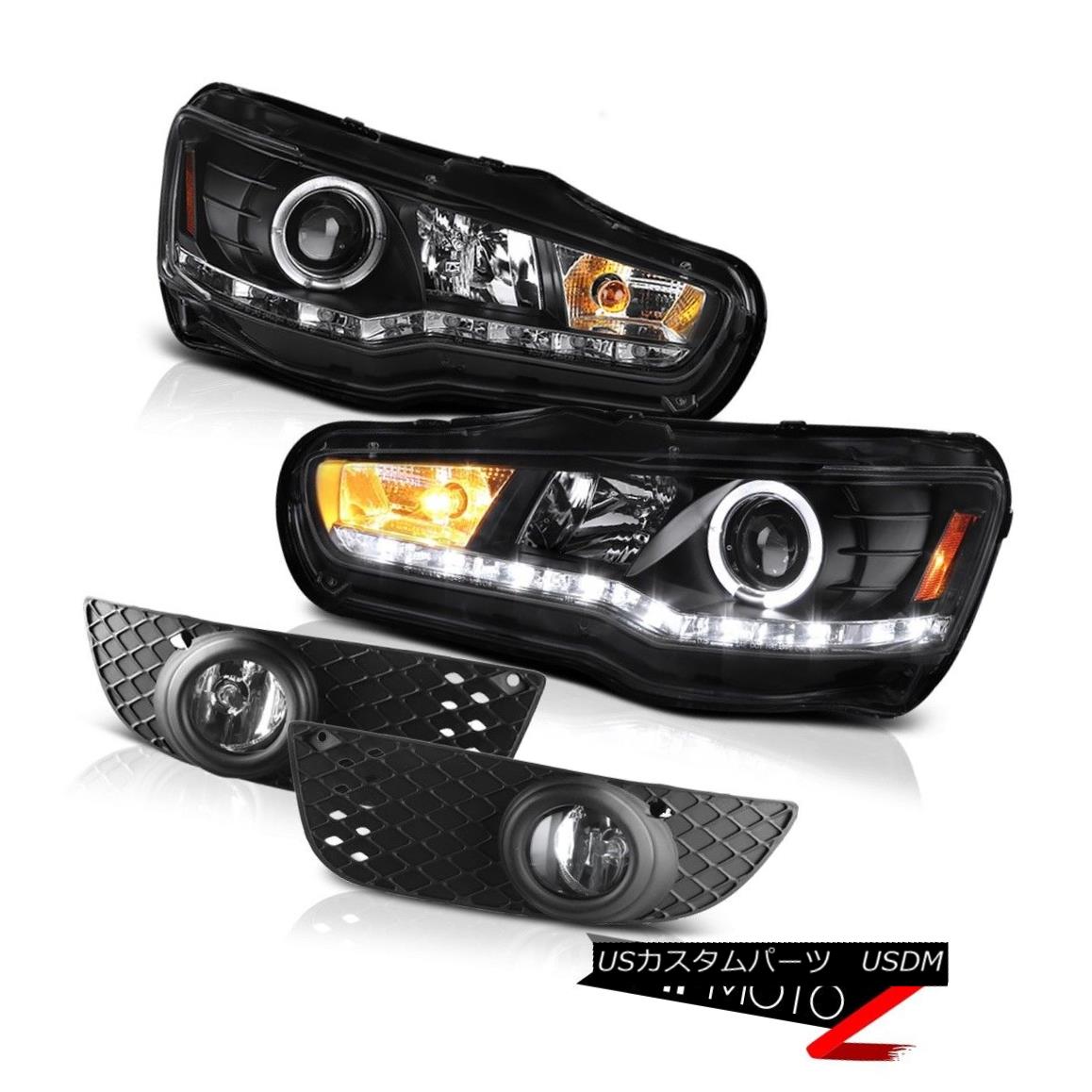 إåɥ饤 08-12 Mitsubishi Lancer Raven Black DRL LED Projector Headlights Crystal Foglamp 08-12ɩ󥵡졼֥֥åDRL LEDץإåɥ饤ȥꥹե