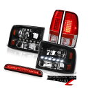 ヘッドライト 99-04 F250 Turbo Diesel Black Headlights Third Brake Tail Light LED Third...