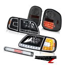 ヘッドライト Black LED Headlights Tail Lights 3rd Cargo 97-03 F150 Flareside Harley Da...