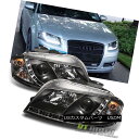 ヘッドライト 2006-2008 Audi A3 Black Projector Headlights w/ Daytime DRL LED Running Lights 2006-2008 Audi A3ブラックプロジェクターヘッドライト（Daylight DRL LEDランニングライト付き）