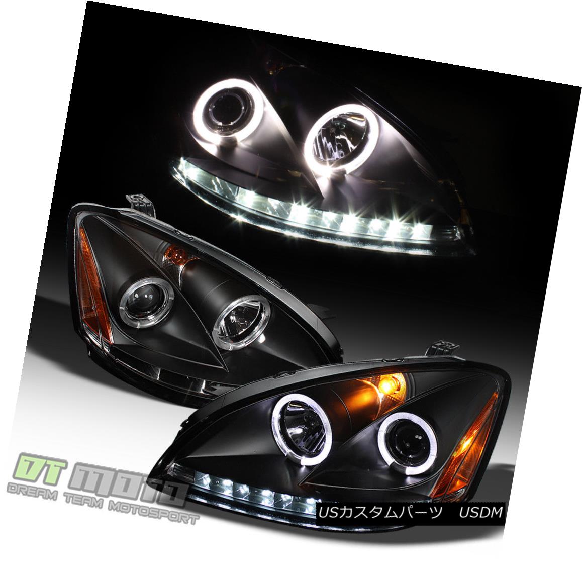 ヘッドライト Black For 2002-2004 Altima LED DRL Halo Projector Headlights 02 03 04 Headlamps ブラックは2002-2004年にAltima LED DRL Haloプロジェクターヘッドライト02 03 04ヘッドランプ