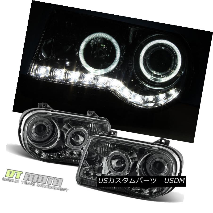 إåɥ饤 Smoked 2005-2010 Chrysler 300C LED Halo Projector Headlights 05-10 Left+Right ⡼2005-2010饤顼300C LEDϥץإåɥ饤05-10+