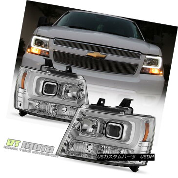 ヘッドライト 2007-2014 Chevy Suburban Tahoe Avalanche [LED Tube DRL] Projector Headlights Set 2007-2014シボレー郊外タホ雪崩[LEDチューブDRL]プロジェクターヘッドライトセット