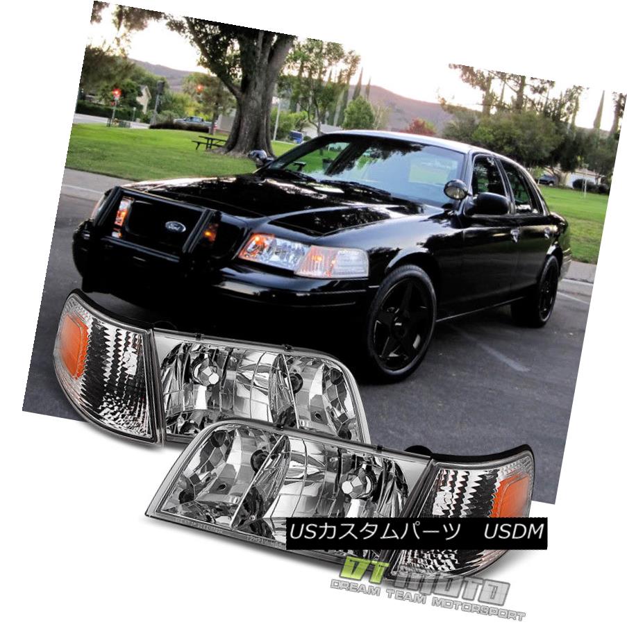 ヘッドライト 1998-2011 Ford Crown Victoria Headlights Headlamps+Corner Parking Signal Lights 199..