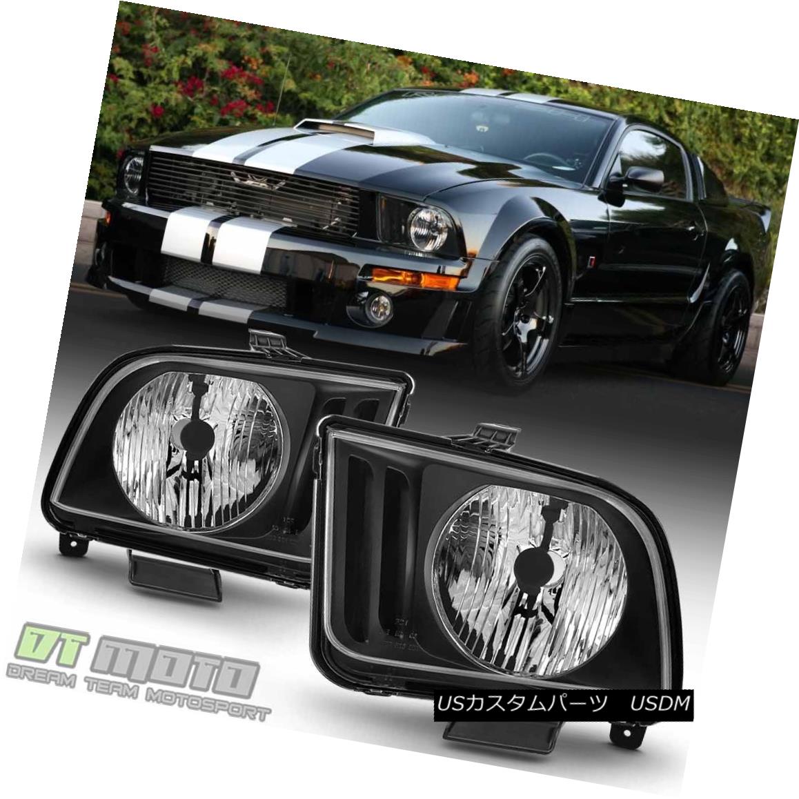 ヘッドライト Black 2005 2006 2007 2008 2009 Ford Mustang Headlights Headlamps Left Right Pair ブラック2005 2006 2007 2008 2009フォードマスタングヘッドライトヘッドランプ左 右ペア