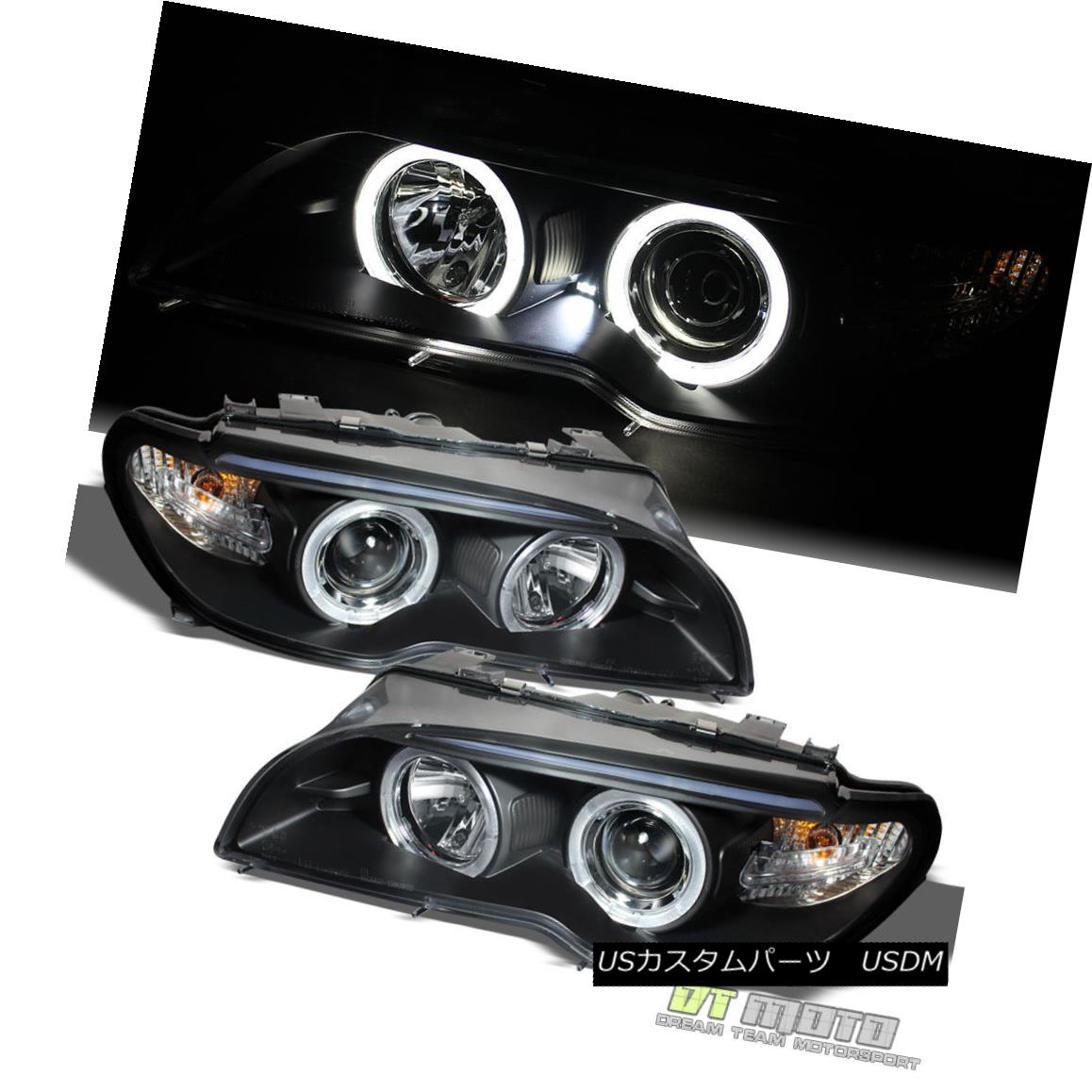 ヘッドライト Black 2004-2006 BMW E46 3-Series Coupe LED Halo Projector Headlights w/ Corner ブラック2004-2006 BMW E46 3シリーズクーペLEDハロープロジェクターヘッドライト（コーナー付）