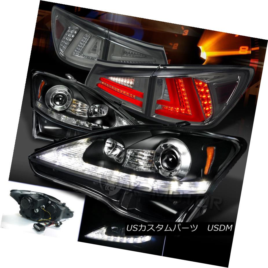 ヘッドライト 06-08 Lexus IS250 Black LED DRL Signal Projector Headlights+Smoke LED Tail Lamps 06-08 Lexus IS250ブラックLED DRLシグナルプロジェクターヘッドライト+スモーキー ke LEDテールランプ