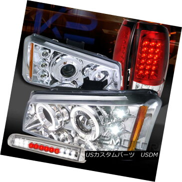 ヘッドライト 03-06 Silverado Clear Halo Projector Headlight+LED 3rd Stop+Red LED Tail Lamps 03-06 Silverado Clear Haloプロジェクターヘッドライト+ LED 3ストップ+レッドLEDテールランプ