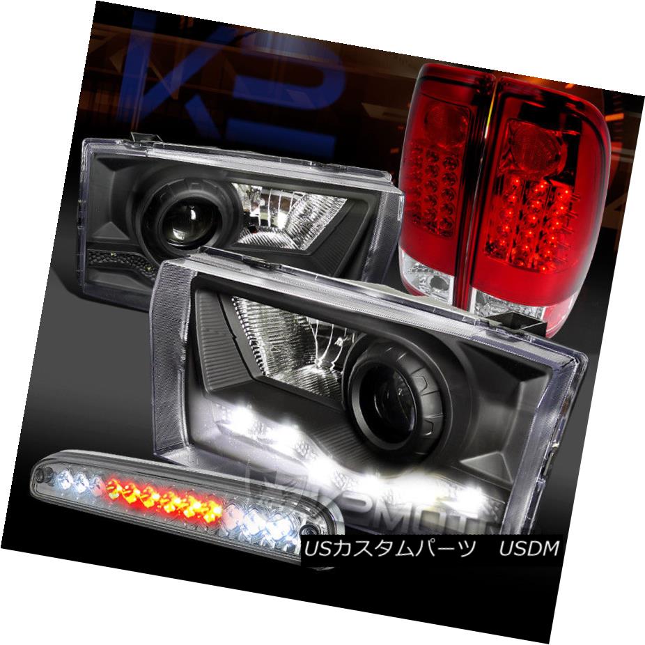 ヘッドライト 99-04 F250 SD Black SMD DRL Projector Headlights+Red LED Tail Lamps+3rd Brake 99-04 F250 SDブラックSMD DRLプロジェクターヘッドライト+レッドLEDテールランプ+第3ブレーキ(2)