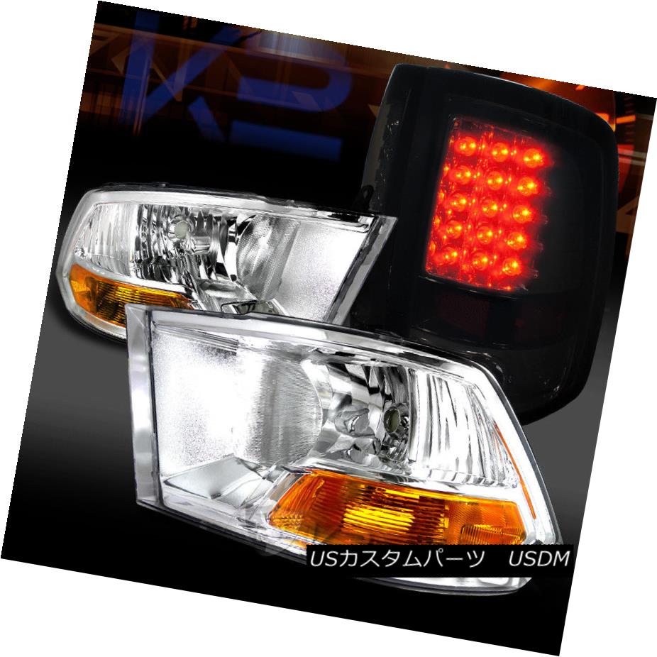 ヘッドライト 09-17 Dodge Ram 1500/2500/3500 Chrome Headlights+Glossy Black LED Tail Lamps 09-17 Dodge Ram 1500/2500/3500クロームヘッドライト+グロー ssyブラックLEDテールランプ