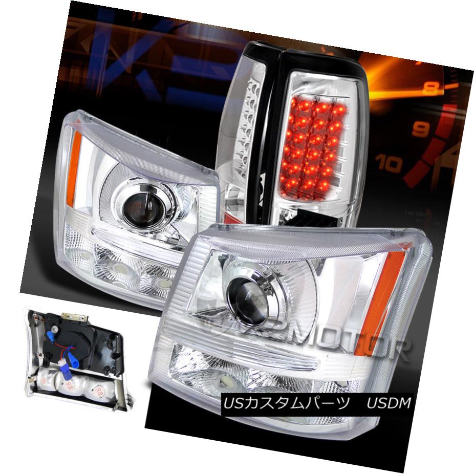 ヘッドライト 2003-2006 Silverado Chrome Projector Headlights+Bumper Lamps+LED Tail Lights 2003年?2006年シルバラード・クローム・プロジェクター・ヘッドライト+バーン 、ランプ+ LEDテールライト