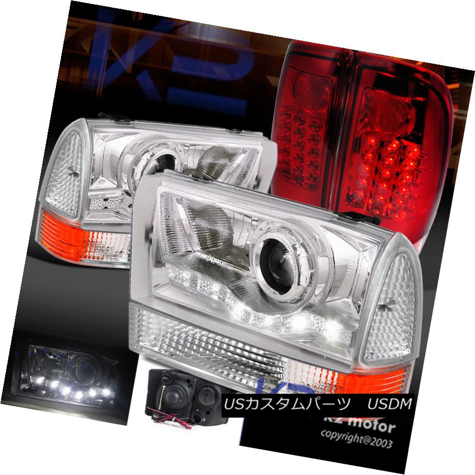 ヘッドライト Ford 99-04 Super Duty Chrome Projector SMD Headlight+Corner Lamp+LED Tail Lights フォード99-04スーパーデューティークロムプロジェクターSMDヘッドライト+トウモロコシ erランプ+ LEDテールライト