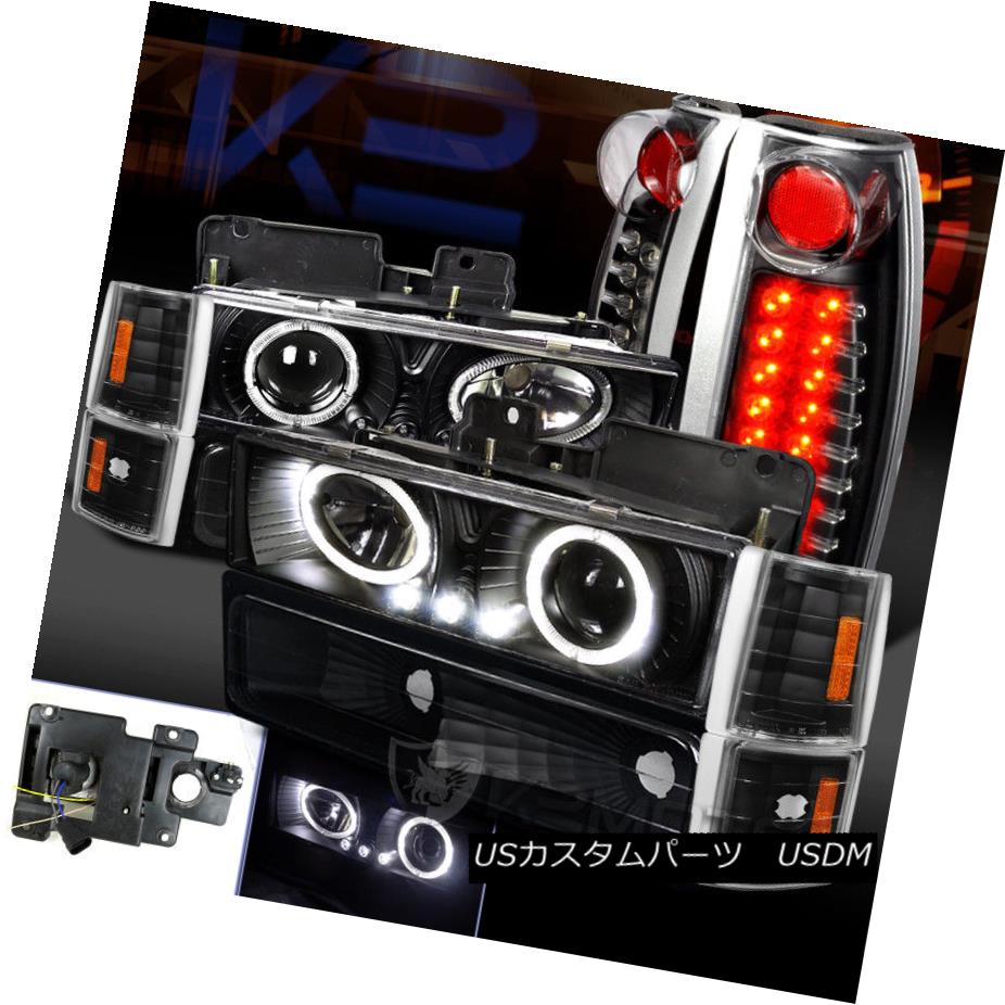 ヘッドライト 94-98 Sierra Suburban Black Halo Projector Headlight+Corner Bumper+LED Tail Lamp 94..