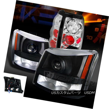 ヘッドライト 03-06 Silverado 1500 2500 Black Projector Headlights+Clear Tail Brake Lamps 03-06 Silverado 1500 2500ブラックプロジェクターヘッドライト+ Cle arテールブレーキランプ