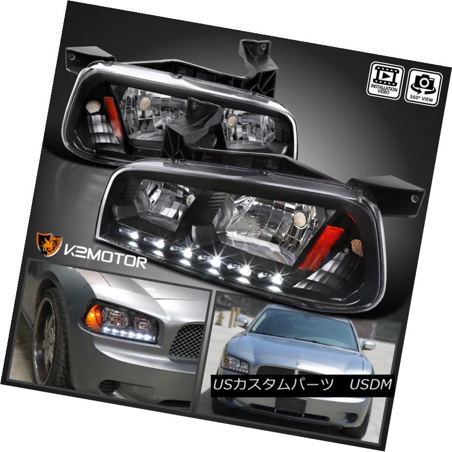 楽天カスタムパーツ WORLD倉庫ヘッドライト 2006-2010 Dodge Charger LED Headlights w/Built In Corner Signal Lights Black 2006-2010ダッジチャージャーLEDヘッドライト（コーナー信号ライト内蔵）ブラック