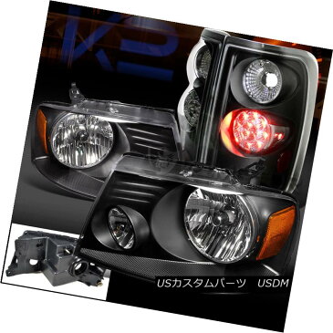 ヘッドライト 04-08 Ford F150 Pickup Euro Black Clear Headlights+LED Tail Brake Lamps 04-08 Ford F150ピックアップユーロブラッククリアヘッドライト+ LEDテールブレーキランプ