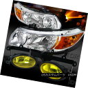 ヘッドライト For 06-08 Civic 2DR Chrome Headlights Signal Lamps+Yellow Bumper Fog Lights 06-08シビック2DRクロームヘッドライト信号ランプ+イエローバンパーフォグライト(2)