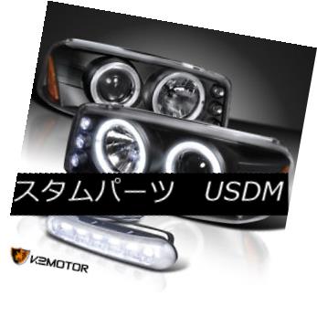 ヘッドライト 01-06 GMC Yukon Denali XL Halo Black LED Projector Headlights w/LED Fog Lamp 01-06 GMCユーコンデナリXLハローブラックLEDプロジェクターヘッドライト（LEDフォグランプ付き）