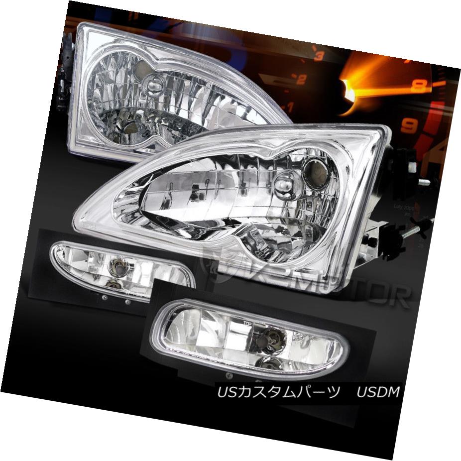 إåɥ饤 Ford 94-98 Mustang Chrome Crystal Headlights+Clear Bumper Fog Lamps ե94-98ॹ󥰥९ꥹإåɥ饤+ Cle arХѡե
