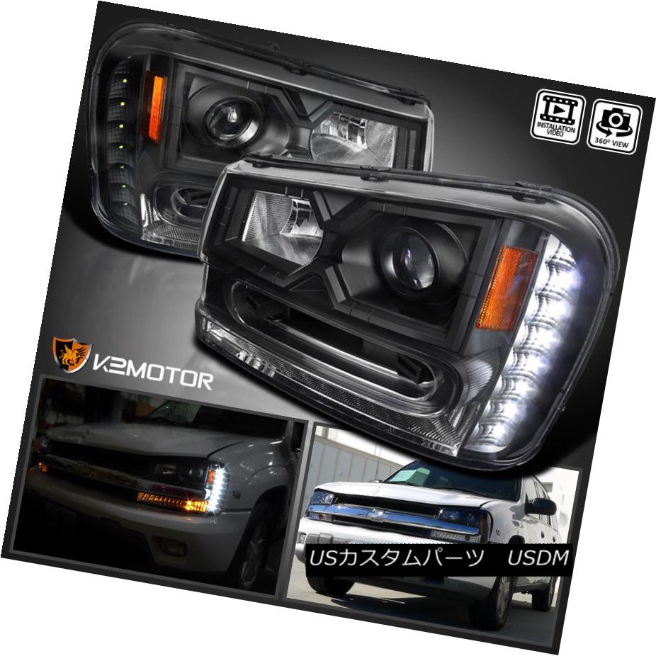 楽天カスタムパーツ WORLD倉庫ヘッドライト [Black] 2002-2009 Chevy Trailblazer LED DRL Projector Headlights Left+Right [ブラック] 2002 - 2009シボレートレイルブレイザーLED DRLプロジェクターヘッドライト左+右
