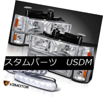 ヘッドライト 1994-1998 GMC Suburban Headlight+Corner+Bumper Signal Lamp+White LED Light Strip 1994-1998 GMC郊外ヘッドライト+トウモロコシ er +バンパーシグナルランプ+白色LEDライトストリップ